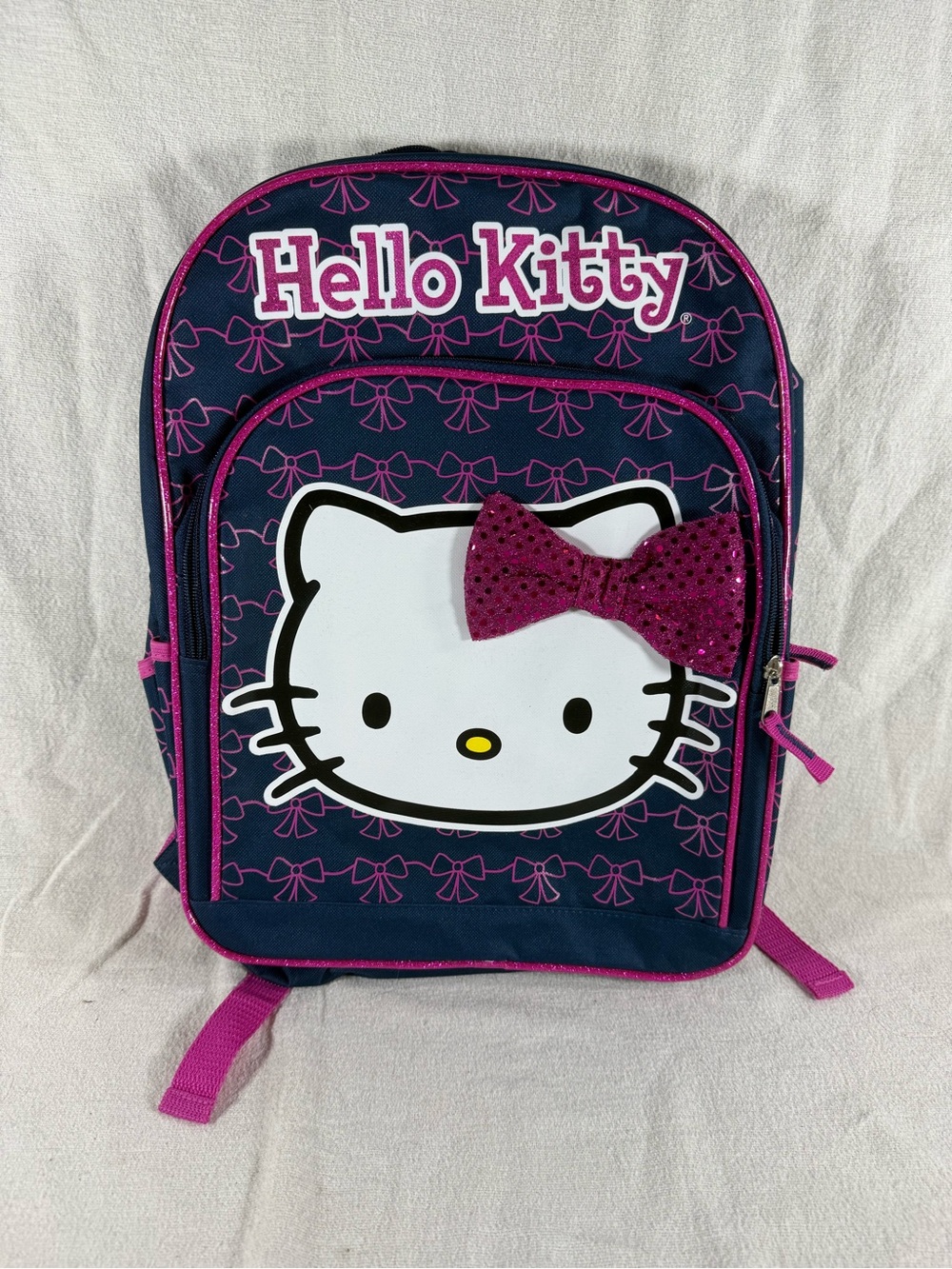 Sanrio Hello Kitty Navy and Pink Sequin Bow Backpack